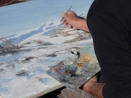 Charles working on the Spring painting from the Four Seasons